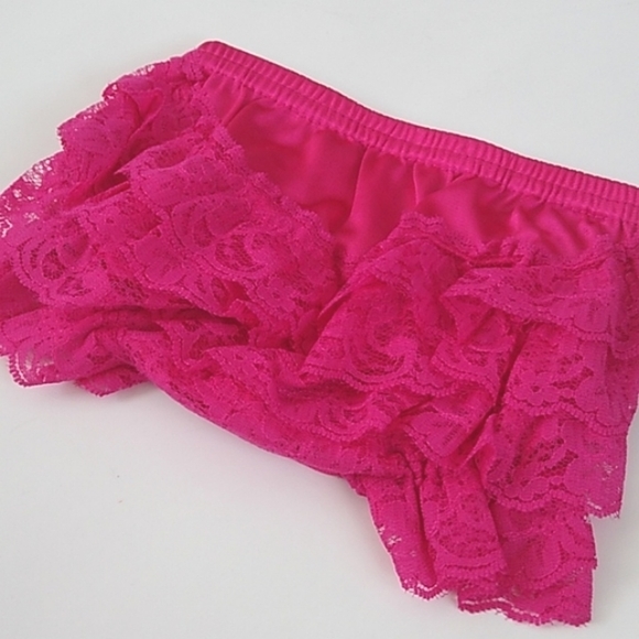 Lace Baby Bloomer Size 0-3 Hot Pink Diaper Cover - Picture 4 of 7
